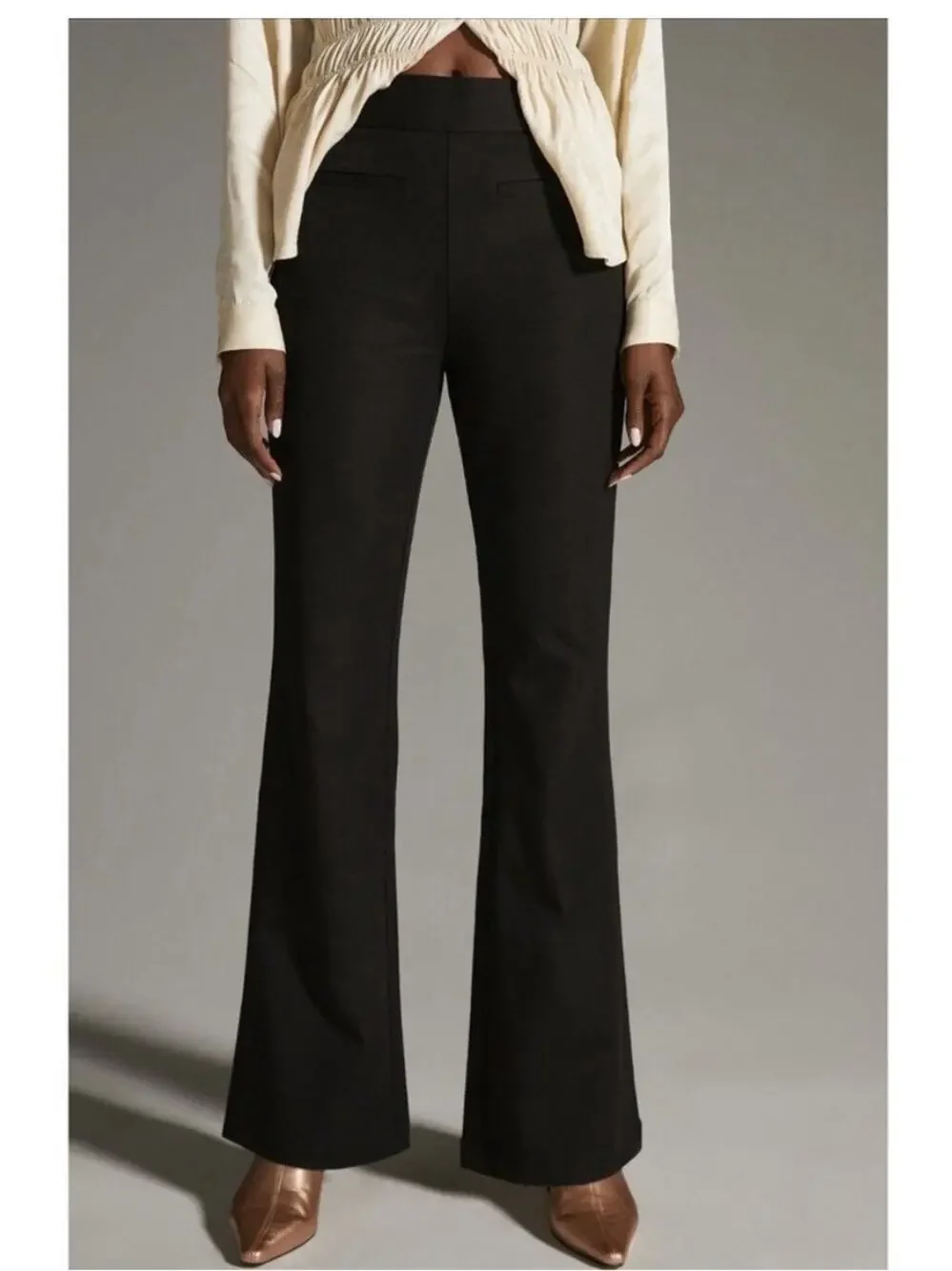 Anthropologie Maeve slim flare pants black 1X